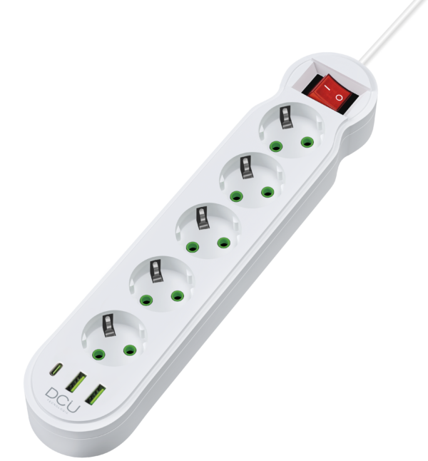 REGLETA 5 TOMAS + 3 PUERTOS USB (5V/ 2.1A) 10.5W